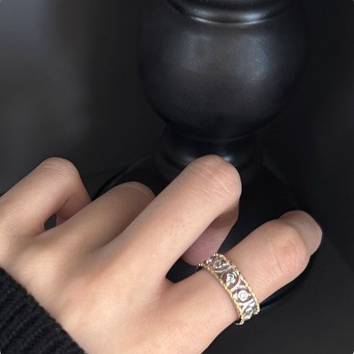 Inel Argint 925 placat cu aur, stil francez selectat cu 3 selecții