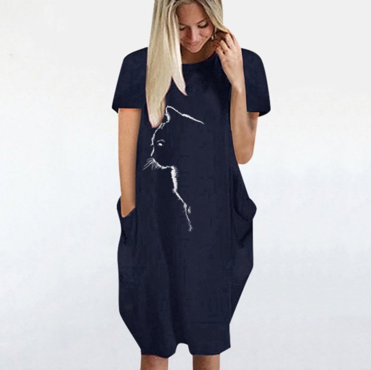 Rochie cu print pisica