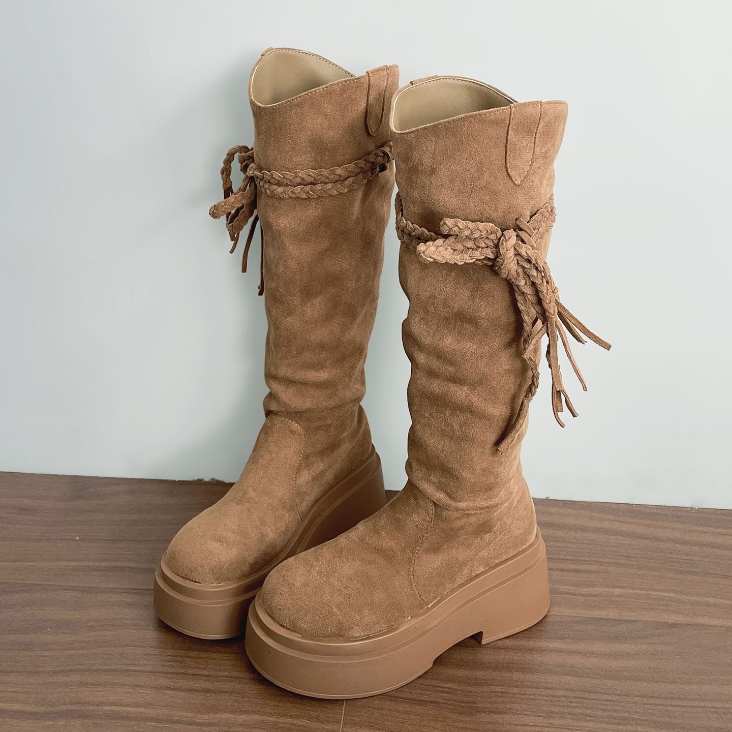 Cizme retro pentru femei cu franjuri versatile la modă