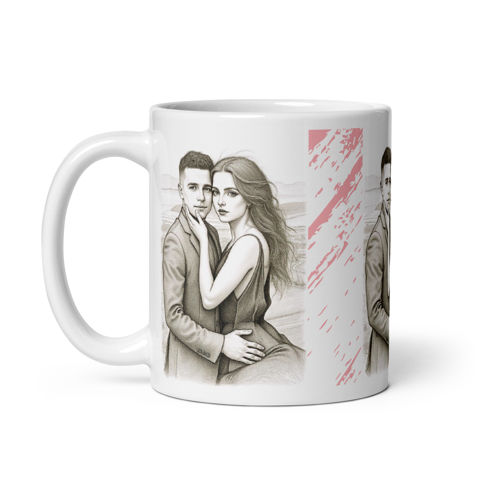 Cana Portret Stilizat – Retro Sketch (325 ml) | Personalizată cu poza ta